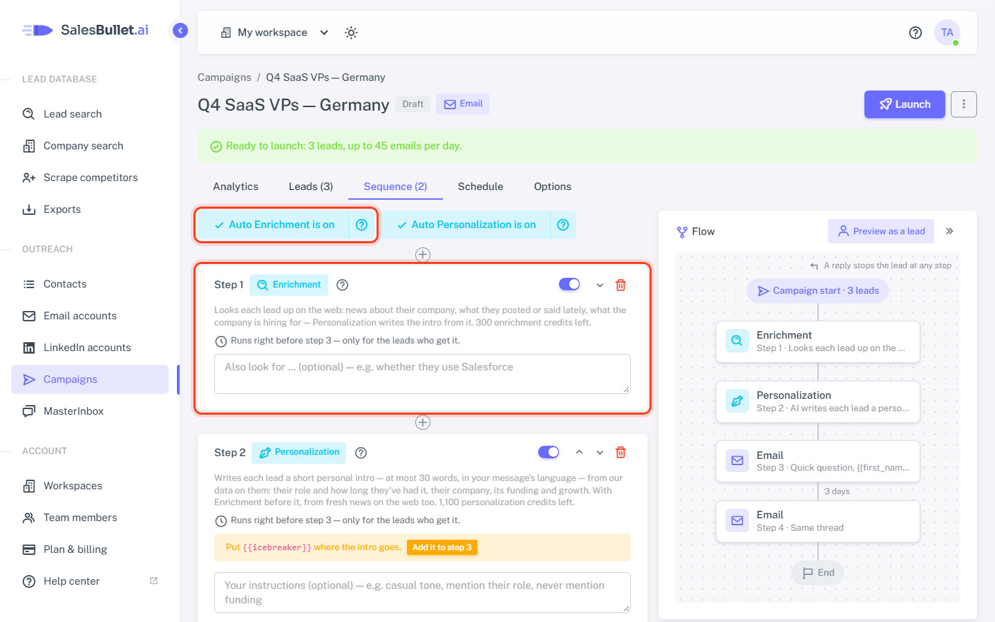 Auto Enrichment is on: Enrichment and Personalization before the first email