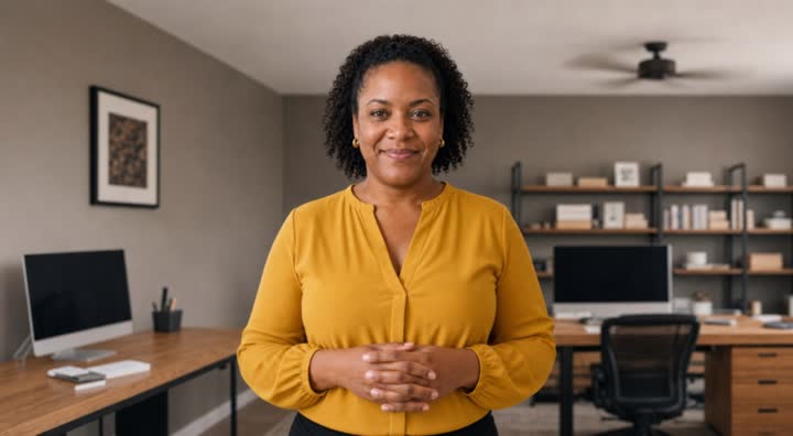An AI avatar at a desk